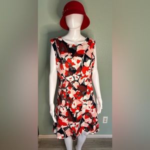 NEW The Limited Red Pink Navy Floral Dress - size 10